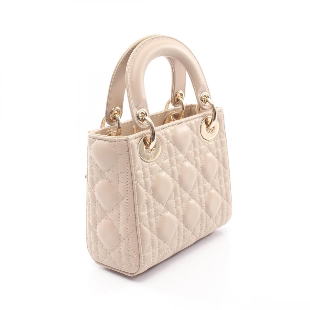 Dior Cream Handbag Bag Beige Leather Lady Cannage Christian New Cream Tan
